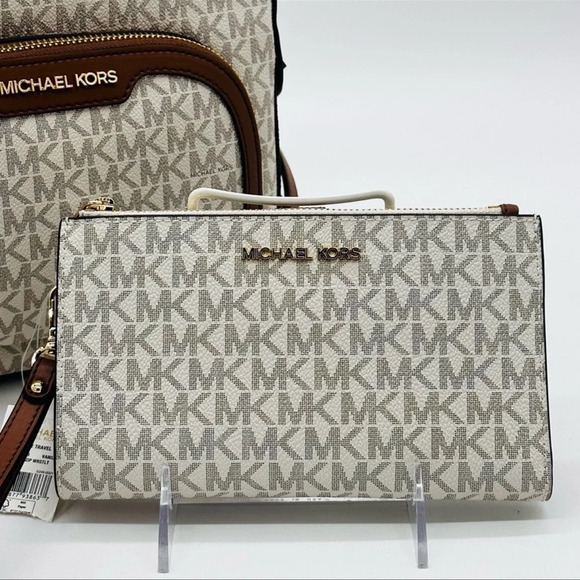 Michael Kors Medium Jaycee Zip Packet Backpack & Double Zip Wallet Wristlet - Picture 11 of 16